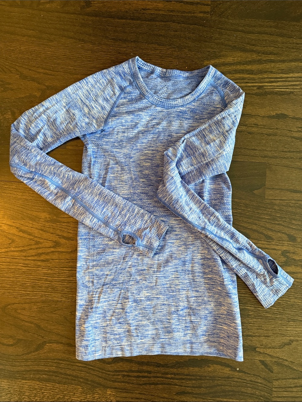Lululemon Light Blue Marled Long Sleeve Athletic Top with Thumbholes